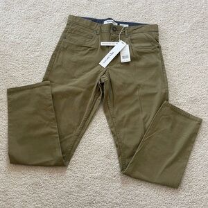 Green Chino Pants with Straight-Leg Design